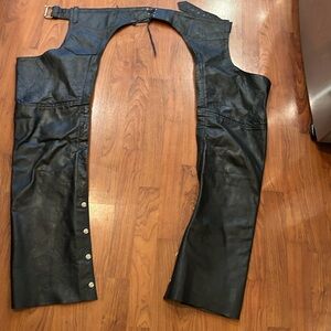 Unik XXS Black Leather Motorcycle Chaps